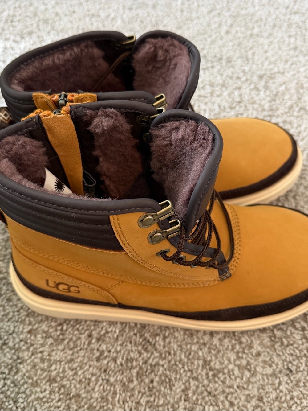 UGG Men’s Shearling-Lined Boot Interior with Yellow Pull Tab
